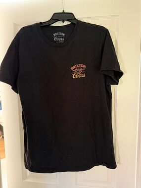 Brixton Black Short-Sleeve Logo Tee with Coors calab
